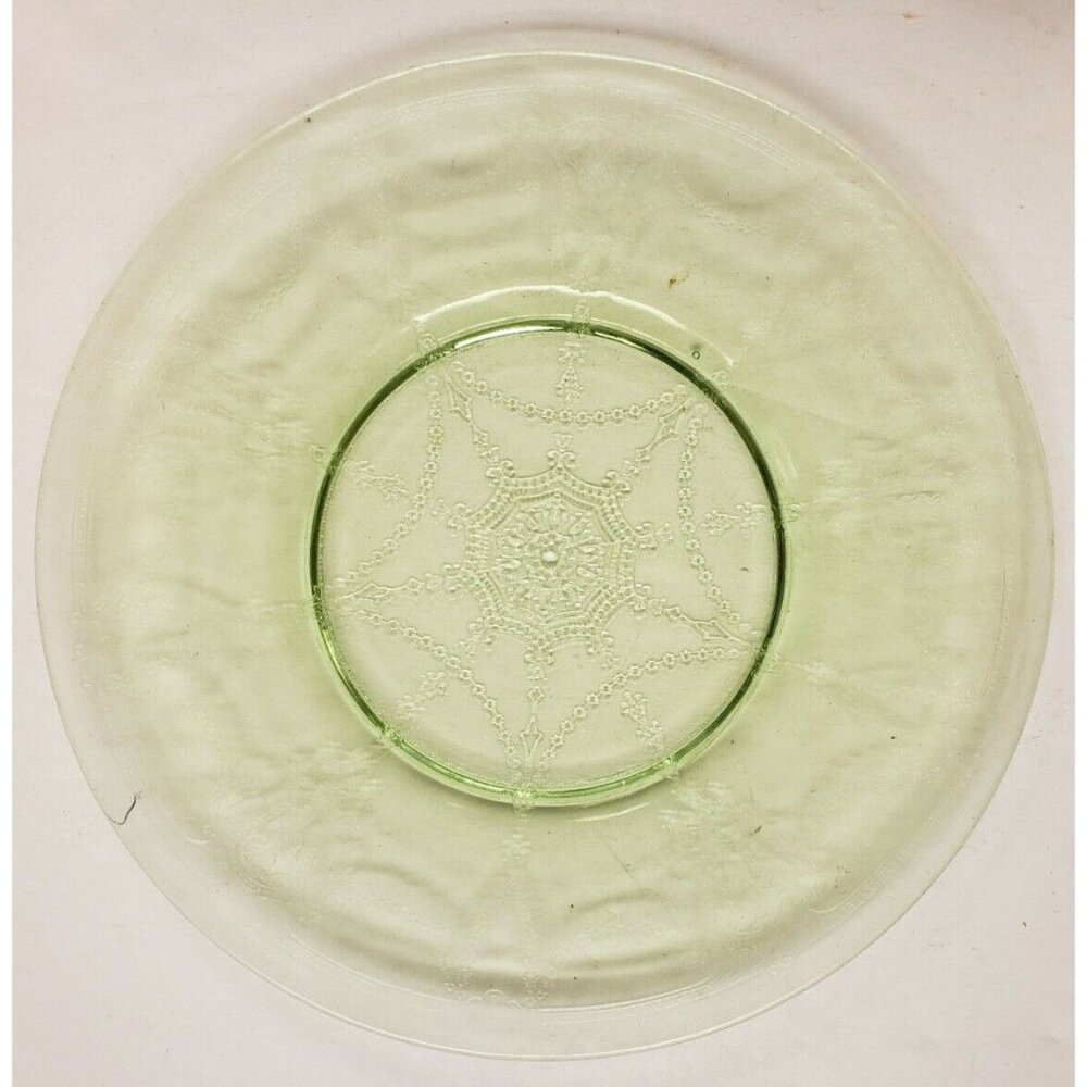 Elegant Green Uranium Glass Dinner Plate